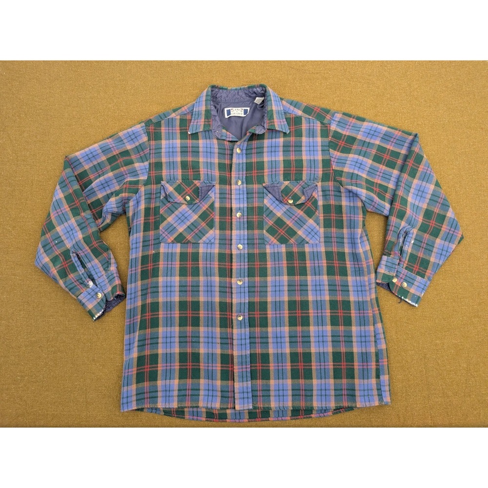 Vintage Sutter & Grant Flannel Shirt Adult Large Red Green L/S Acrylic Men #67